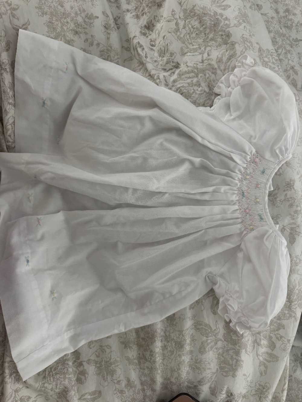 Petit Ami Newborn White Smocked Dress